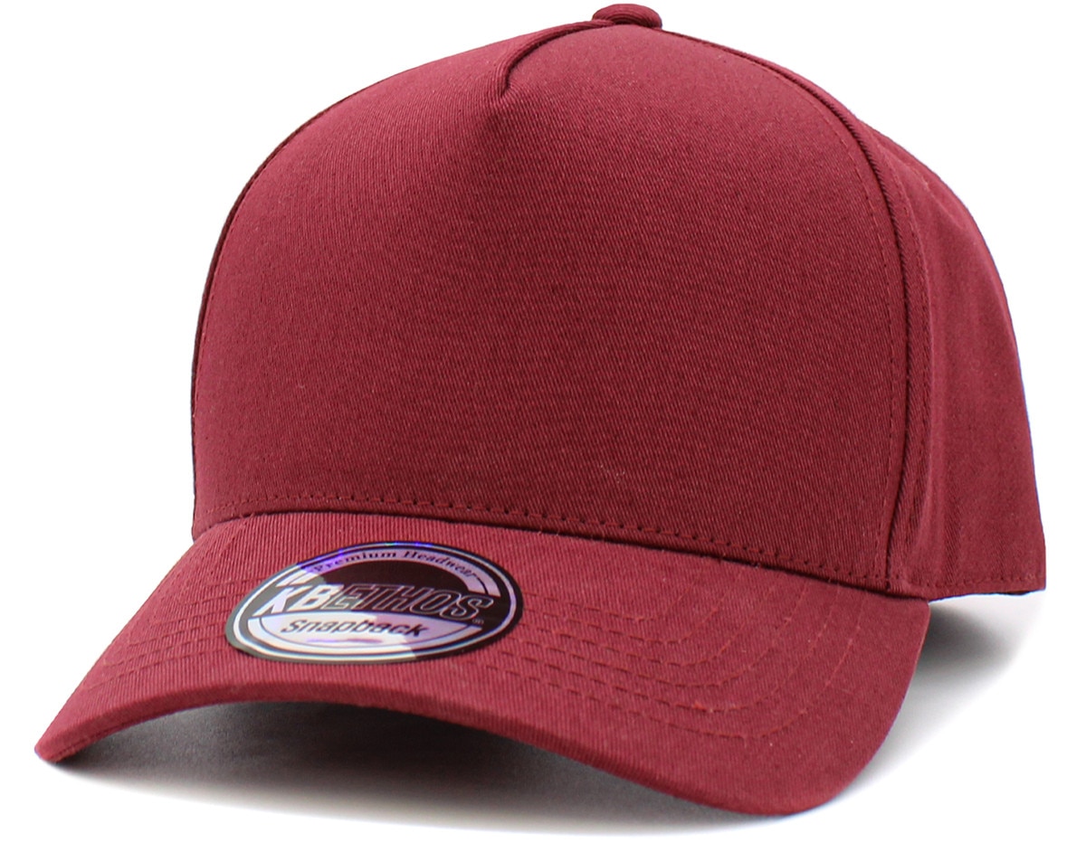 Burgundy Baseball 5 Panel Cap Front Side View